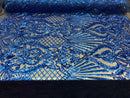 4 Way Stretch Damask Pattern Sequins Fabric Royal Fancy Embroidered Mesh Design Fashion By The Yard
