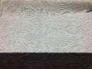 4 Way Stretch Damask Pattern Sequins Fabric White Fancy Embroidered Mesh Fashion Fabric By The Yard