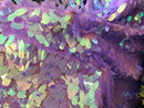 Iridescent Oval Tear Drop Sequins Fabric - Irisdescent Lilac Mermaid Shiny Fabrics By The Yard