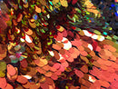 Iridescent Oval Tear Drop Sequins Fabric Irisdescent Orange Mermaid Shiny Fabric By The Yard