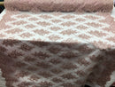 Floral Shiny Sequins Embroided Lace Fabric - Dusty Rose  - Beautiful Fabrics Sold by The Yard