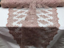 Floral Shiny Sequins Embroided Lace Fabric - Dusty Rose  - Beautiful Fabrics Sold by The Yard