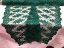 Floral Shiny Sequins Embroided Lace Fabric - Hunter Green - Beautiful Fabrics Sold by The Yard
