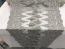 Silver - Hand Beaded Embroidered Flower Pattern Bridal Wedding Lace Fabric Sold by The Yard