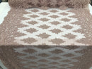 Mauve - Hand Beaded Embroidered Flower Pattern Bridal Wedding Lace Fabric Sold by The Yard