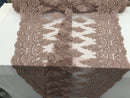 Mauve - Hand Beaded Embroidered Flower Pattern Bridal Wedding Lace Fabric Sold by The Yard