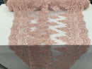 Blush Pink - Hand Beaded Embroidered Flower Pattern Bridal Wedding Lace Fabric Sold by The Yard