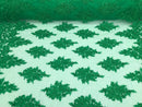 Green - Hand Beaded Embroidered Flower Pattern Bridal Wedding Lace Fabric Sold by The Yard