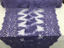 Lilac - Hand Beaded Embroidered Flower Pattern Bridal Wedding Lace Fabric Sold by The Yard