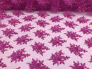 Magenta Hand Beaded Embroidered Floral Fabric Lace Bridal Wedding Designs By The Yard