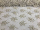Ivory Hand Beaded Embroidered Floral Fabric Lace Bridal Wedding Designs By The Yard
