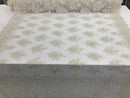 Ivory Hand Beaded Embroidered Floral Fabric Lace Bridal Wedding Designs By The Yard