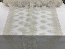 Ivory Hand Beaded Embroidered Floral Fabric Lace Bridal Wedding Designs By The Yard