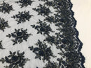 Navy Blue Hand Beaded Embroidered Floral Fabric Lace Bridal Wedding Designs By The Yard