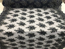 Navy Blue Hand Beaded Embroidered Floral Fabric Lace Bridal Wedding Designs By The Yard