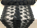 Navy Blue Hand Beaded Embroidered Floral Fabric Lace Bridal Wedding Designs By The Yard