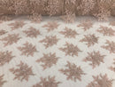 Blush Pink Hand Beaded Embroidered Floral Fabric Lace Bridal Wedding Designs By The Yard