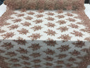 Rose Gold Hand Beaded Embroidered Floral Fabric Lace Bridal Wedding Designs By The Yard