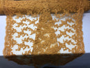 Beaded - Gold - Embroided Small Flower Fabric with Decorated Borders - Sold by The Yard