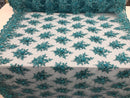 Turquoise Hand Beaded Embroidered Floral Fabric Lace Bridal Wedding Designs By The Yard