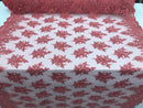 Coral Beaded Embroidered Floral Fabric Lace Bridal Wedding Designs By The Yard