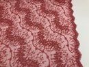 Coral Pink - Beaded Embroidery Wavy Flower Pattern Fabric Lace Elegant Dress Fabric By The Yard