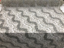 Silver - Beaded Embroidery Wavy Flower Pattern Fabric Lace Elegant Dress Fabric By The Yard
