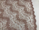 Blush - Beaded Embroidery Wavy Flower Pattern Fabric Lace Elegant Dress Fabric By The Yard