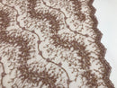 Mauve - Beaded Embroidery Wavy Flower Pattern Fabric Lace Elegant Dress Fabric By The Yard