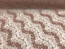Mauve - Beaded Embroidery Wavy Flower Pattern Fabric Lace Elegant Dress Fabric By The Yard