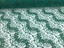 Green - Beaded Embroidery Wavy Flower Pattern Fabric Lace Elegant Dress Fabric By The Yard