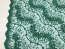 Green - Beaded Embroidery Wavy Flower Pattern Fabric Lace Elegant Dress Fabric By The Yard