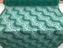 Green - Beaded Embroidery Wavy Flower Pattern Fabric Lace Elegant Dress Fabric By The Yard