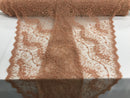 Peach - Beaded Embroidery Wavy Flower Pattern Fabric Lace Elegant Dress Fabric By The Yard