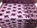3D Embroided Flower Pattern Fabric with Two Tone Leaf Color Purple - Elegant 3D Flowers By The Yard