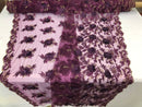 3D Embroided Flower Pattern Fabric with Two Tone Leaf Color Purple - Elegant 3D Flowers By The Yard