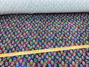 Sugar Skull Fabric - Black Glitter - Sugar Skull Day of The Dead Spandex Fabric By Yard