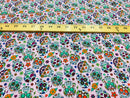 Sugar Skull Print - Lilac - Sugar Skull Day of The Dead Dia De Los Muertos Spandex Fabric By Yard