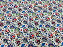 Sugar Skull Print - Baby Blue - Sugar Skull Day of The Dead Dia De Los Muertos Spandex Fabric By Yard