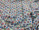 Sugar Skull Print - Baby Blue - Sugar Skull Day of The Dead Dia De Los Muertos Spandex Fabric By Yard