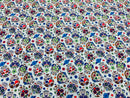 Sugar Skull Print - Baby Blue - Sugar Skull Day of The Dead Dia De Los Muertos Spandex Fabric By Yard