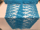 Turquoise - Floral Hand Beaded Embroidered Pattern Bridal Lace Wedding Fabric Sold by The Yard