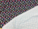 Sugar Skull Print - Black - Sugar Skull Day of The Dead Dia De Los Muertos Spandex Fabric By Yard