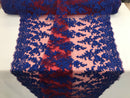 Royal with Red Mesh - Floral Hand Beaded Embroidered Pattern Bridal Wedding Fabric Sold by The Yard