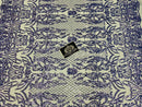 4 Way Stretch Fabric - Blue - Sequins Design on Spandex Mesh Fashion Fabric