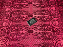 4 Way Stretch Fabric - Fuschia - Sequins Design on Spandex Mesh Fashion Fabric
