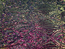 Iridescent - Magenta Rainbow - 4 Way Stretch Sequins Damask Pattern Fabric  - Sold By The Yard