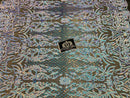 4 Way Stretch Fabric - Iridescent Aqua - Sequins Design on BLACK Spandex Mesh Fashion Fabric