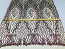 Iridescent - Fuschia/Gold - 4 Way Stretch Sequins Pattern Fabric on Mesh - Sold By The Yard