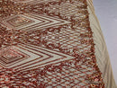 Iridescent - Orange Nude - 4 Way Stretch Sequins Pattern Fabric on Nude Mesh - Sold By The Yard
